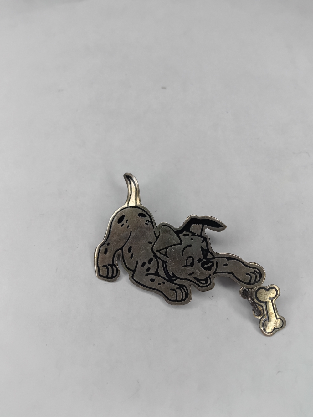Vintage Disney Sterling Silver 101 Dalmatians Lucky Pin Brooch Mexico 925 Dangle